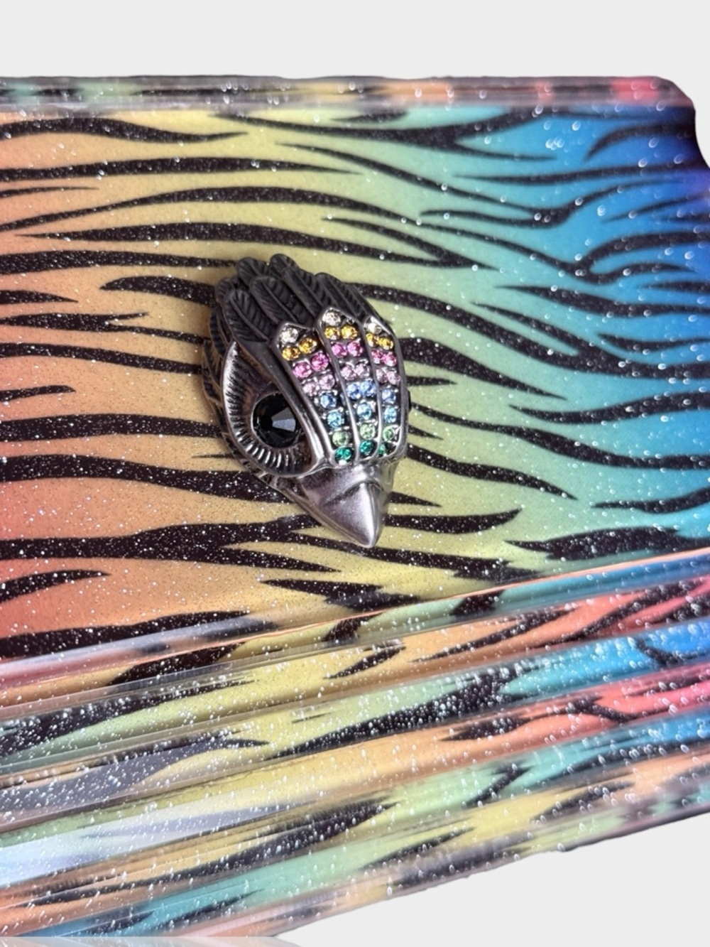 Kurt Geiger 🪢RARE Rainbow Zebra-Print Party Clutch - Picture 4 of 8